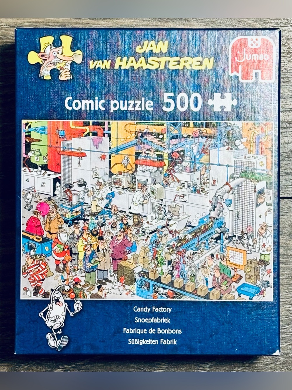 Jan Van Haasteren Comic Puzzle "Candy Factory" 500 Piece Puzzle Missing 1 Piece